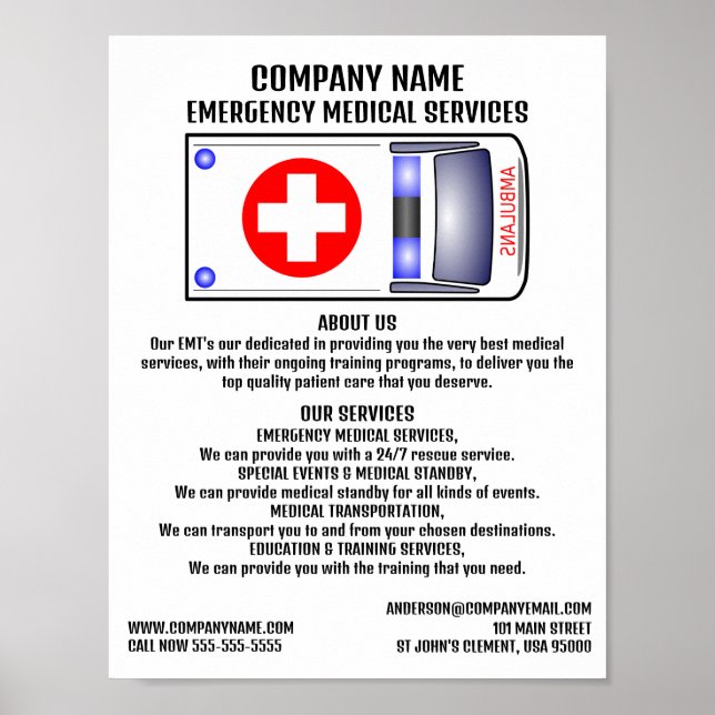 Ambulanzdesign, EMT, paramedic Poster (Vorne)