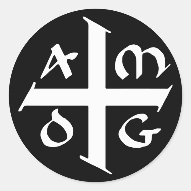 Amdg Ad Majorem Dei Gloriam Small Jesuit Cross Runder Aufkleber (Vorderseite)