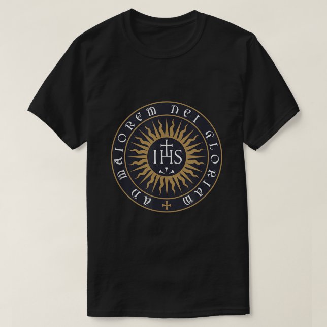 AMDG Ignatius of Loyola Society of Jesus Catholic  T-Shirt (Design vorne)
