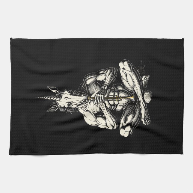 Amduscias Die Stille Ist Ohrenbetäubend Geschirrtuch (Horizontal)