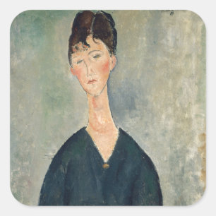 Amedeo Modigliani - Cafésängerin Quadratischer Aufkleber