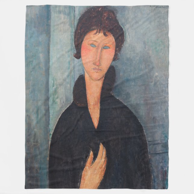 Amedeo Modigliani - Frau mit blauen Augen Fleecedecke (Vorderseite)
