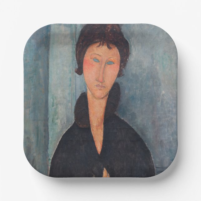 Amedeo Modigliani - Frau mit blauen Augen Pappteller (Vorderseite)