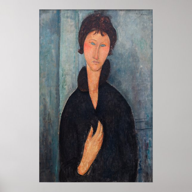 Amedeo Modigliani - Frau mit blauen Augen Poster (Vorne)