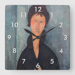 Amedeo Modigliani - Frau mit blauen Augen Quadratische Wanduhr