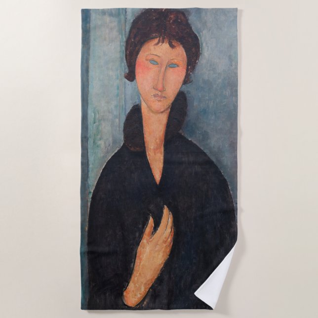 Amedeo Modigliani - Frau mit blauen Augen Strandtuch (Vorderseite)