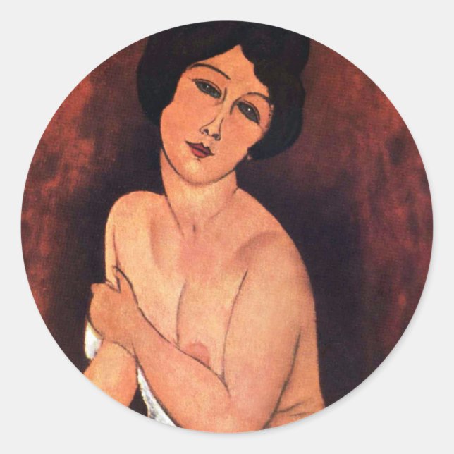 Amedeo Modigliani Große sitzende Frau Runder Aufkleber (Vorderseite)