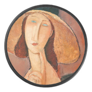 Amedeo Modigliani - Jeanne Hebuterne in Large Hat Eishockey Puck