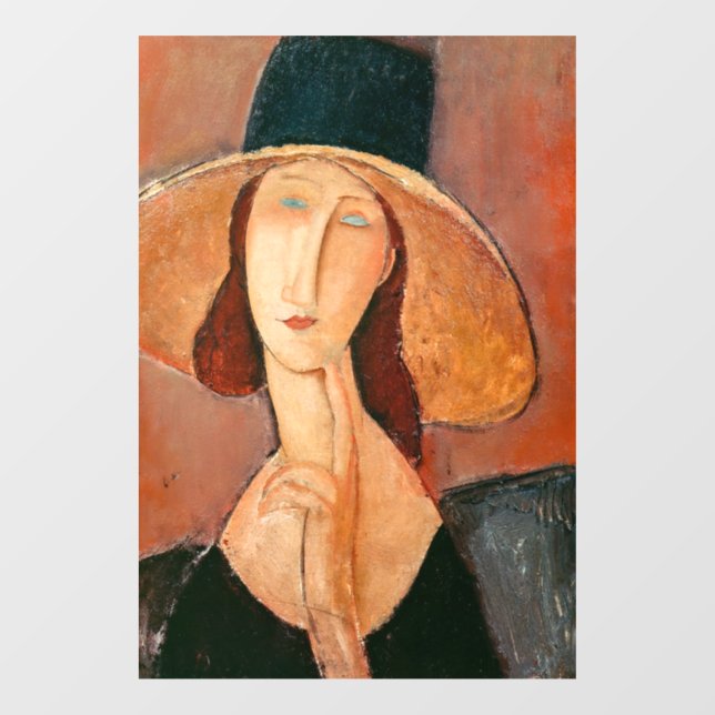 Amedeo Modigliani - Jeanne Hebuterne in Large Hat Fensteraufkleber (Blatt)
