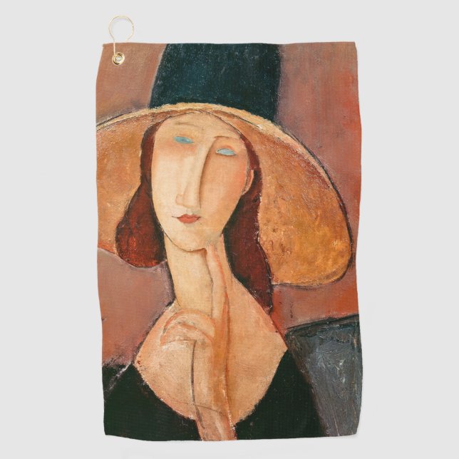 Amedeo Modigliani - Jeanne Hebuterne in Large Hat Golfhandtuch (Vorderseite)