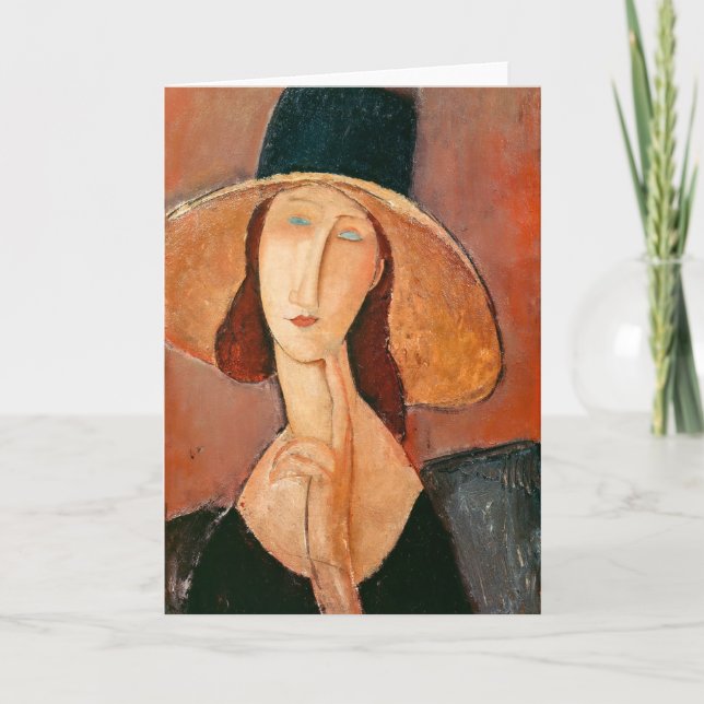 Amedeo Modigliani - Jeanne Hebuterne in Large Hat Karte (Vorderseite)