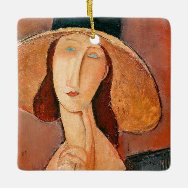 Amedeo Modigliani - Jeanne Hebuterne in Large Hat Keramikornament (Vorderseite)