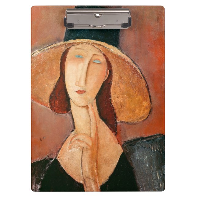 Amedeo Modigliani - Jeanne Hebuterne in Large Hat Klemmbrett (Vorderseite)