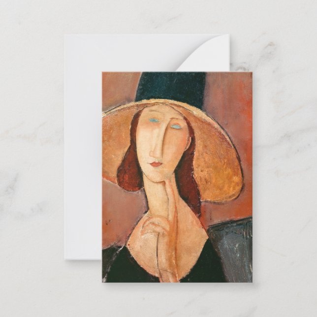 Amedeo Modigliani - Jeanne Hebuterne in Large Hat Mitteilungskarte (Vorderseite)