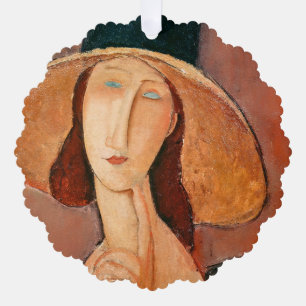 Amedeo Modigliani - Jeanne Hebuterne in Large Hat Ornament Karte