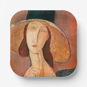 Amedeo Modigliani - Jeanne Hebuterne in Large Hat Pappteller