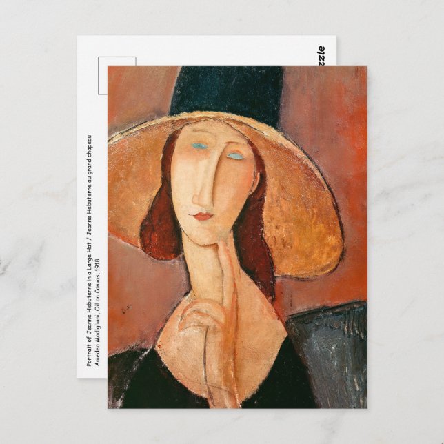 Amedeo Modigliani - Jeanne Hebuterne in Large Hat Postkarte (Vorne/Hinten)