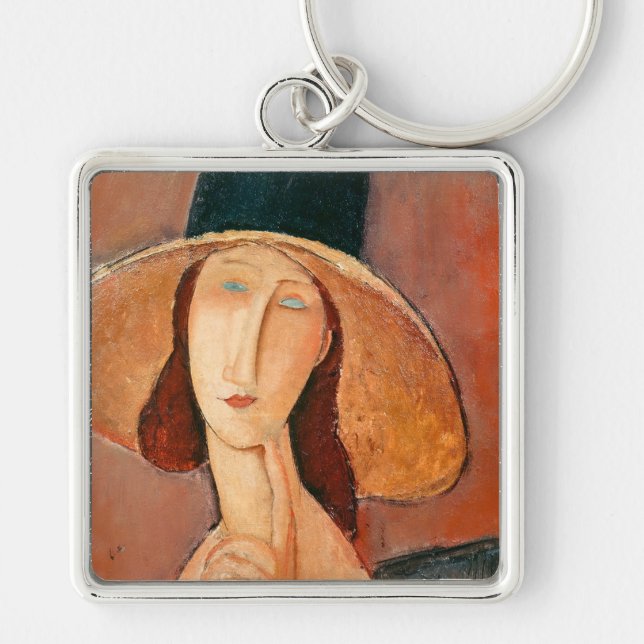 Amedeo Modigliani - Jeanne Hebuterne in Large Hat Schlüsselanhänger (Vorne)