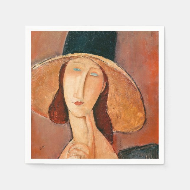 Amedeo Modigliani - Jeanne Hebuterne in Large Hat Serviette (Vorderseite)