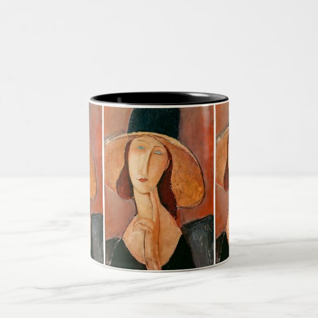 Amedeo Modigliani - Jeanne Hebuterne in Large Hat Zweifarbige Tasse (Mittel)