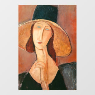 Amedeo Modigliani - Jeanne Hebuterne mit großem Hu Fensteraufkleber