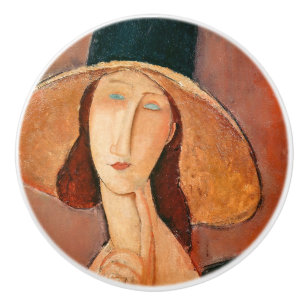 Amedeo Modigliani - Jeanne Hebuterne mit großem Hu Keramikknauf