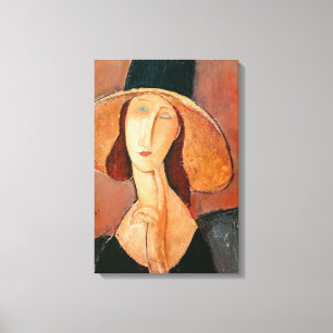 Amedeo Modigliani - Jeanne Hebuterne mit großer Hu Leinwanddruck