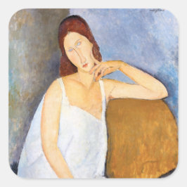 Amedeo Modigliani - Jeanne Hebuterne Quadratischer Aufkleber