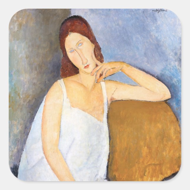 Amedeo Modigliani - Jeanne Hebuterne Quadratischer Aufkleber (Vorderseite)
