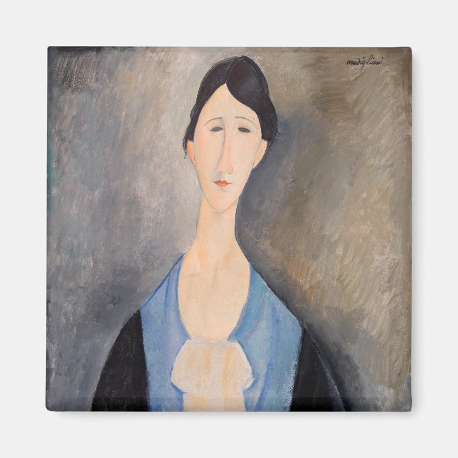 Amedeo Modigliani - Junge Frau in blau Magnet (Vorne)