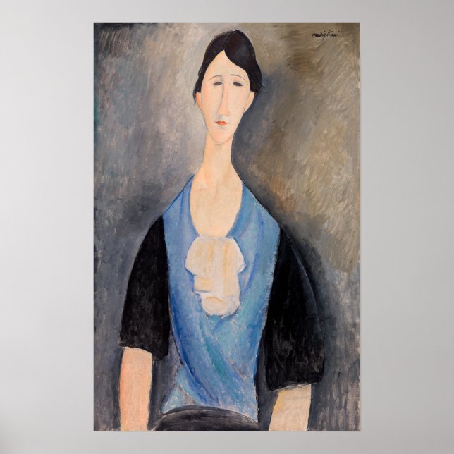 Amedeo Modigliani - Junge Frau in blau Poster (Vorne)