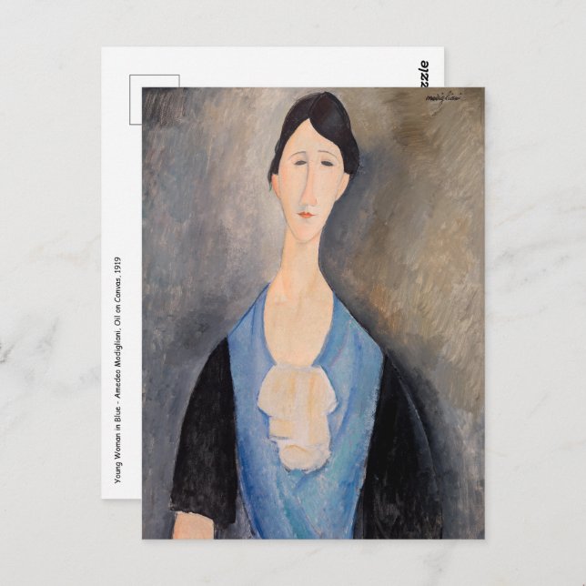 Amedeo Modigliani - Junge Frau in blau Postkarte (Vorne/Hinten)