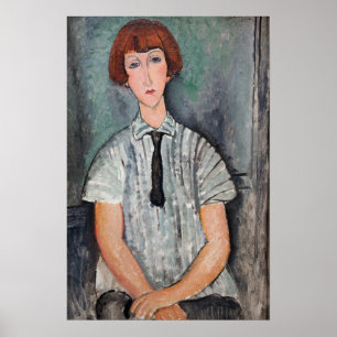 Amedeo Modigliani - Jungenmädchen in einer gestrei Poster