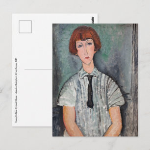Amedeo Modigliani - Jungenmädchen in einer gestrei Postkarte