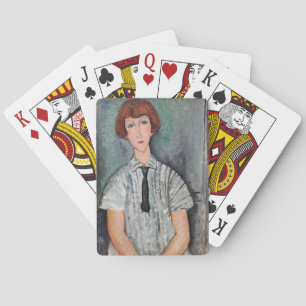 Amedeo Modigliani - Jungenmädchen in einer gestrei Spielkarten
