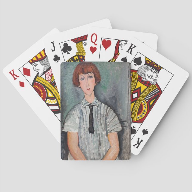 Amedeo Modigliani - Jungenmädchen in einer gestrei Spielkarten (Rückseite)