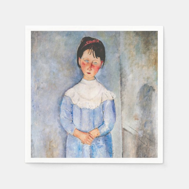 Amedeo Modigliani - Kleines Mädchen in Blau Serviette (Vorderseite)