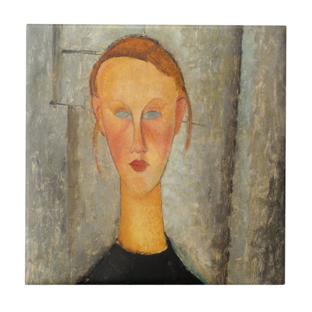 Amedeo Modigliani - Mädchen mit blauen Augen Fliese (Vorderseite)