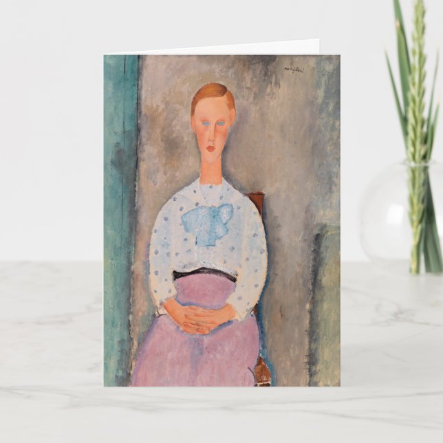 Amedeo Modigliani - Mädchen mit geblümter Bluse Karte (Vorderseite)
