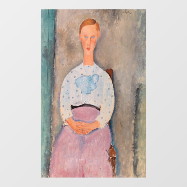 Amedeo Modigliani - Mädchen mit Polka-Dot-Bluse Fensteraufkleber (Blatt)