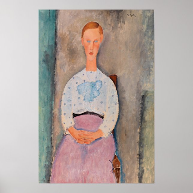 Amedeo Modigliani - Mädchen mit Polka-Dot-Bluse Poster (Vorne)