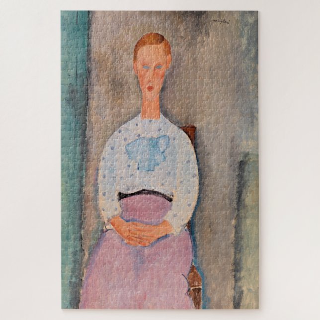 Amedeo Modigliani - Mädchen mit Polka-Dot-Bluse Puzzle (Vertikal)