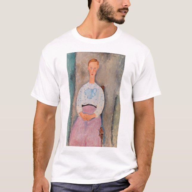 Amedeo Modigliani - Mädchen mit Polka-Dot-Bluse T-Shirt (Vorderseite)