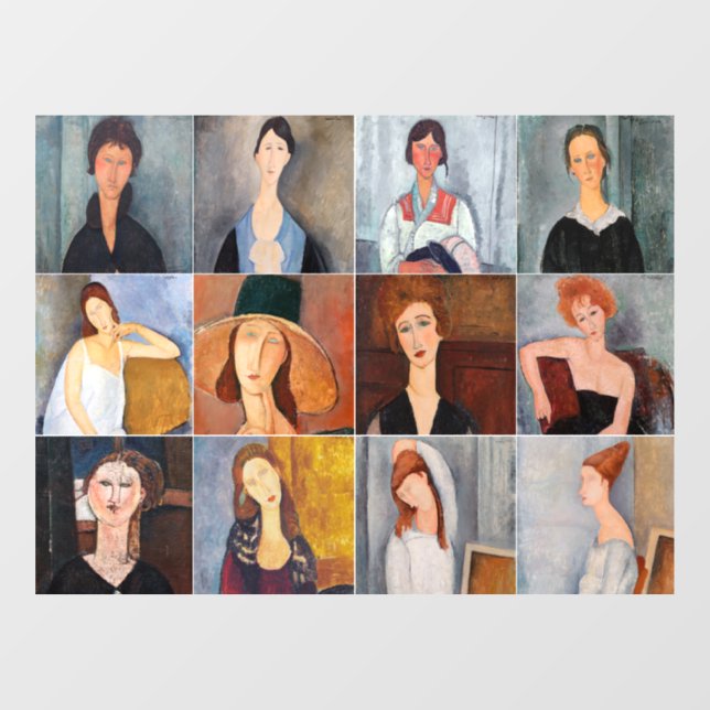 Amedeo Modigliani - Meisterwerke - Collage Fensteraufkleber (Blatt)