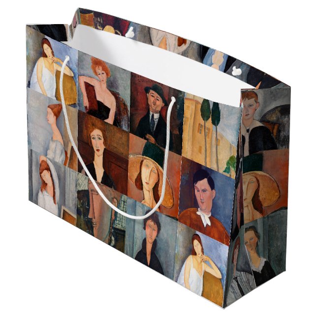 Amedeo Modigliani - Meisterwerke - Collage Große Geschenktüte (Rückseite Schrägansicht)
