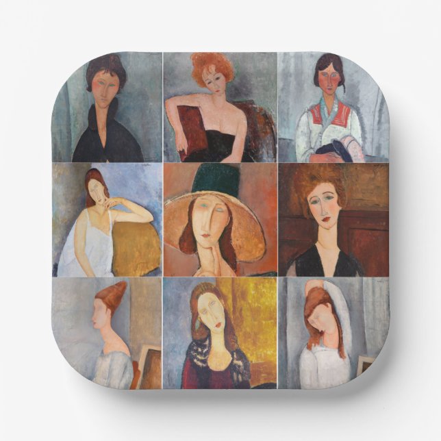 Amedeo Modigliani - Meisterwerke - Collage Pappteller (Vorderseite)