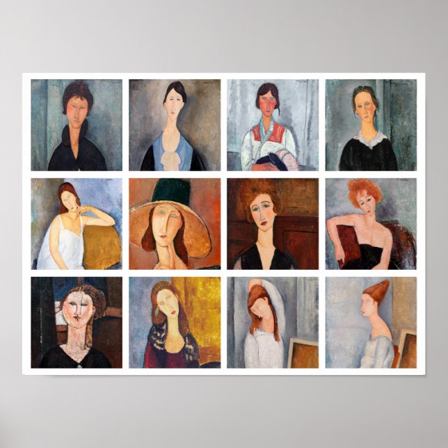 Amedeo Modigliani - Meisterwerke - Collage Poster (Vorne)