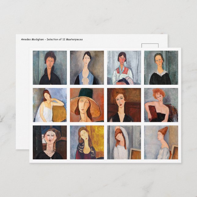 Amedeo Modigliani - Meisterwerke - Collage Postkarte (Vorne/Hinten)