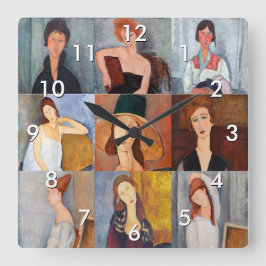 Amedeo Modigliani - Meisterwerke - Collage Quadratische Wanduhr