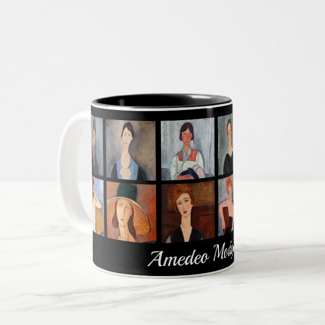Amedeo Modigliani - Meisterwerke - Collage Zweifarbige Tasse (Vorderseite Links)